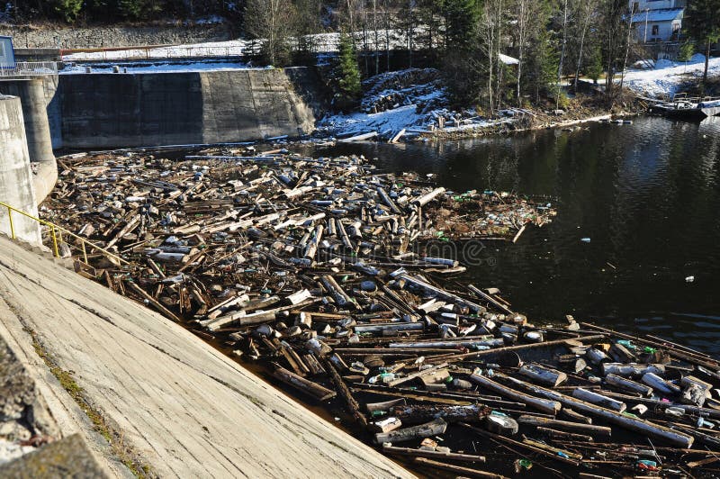Water Pollution in a Lake with Garbage Stock Image Image of