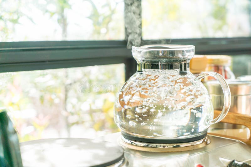 Water Pot Boiling for Making Coffee or Tea Stock Image Image of