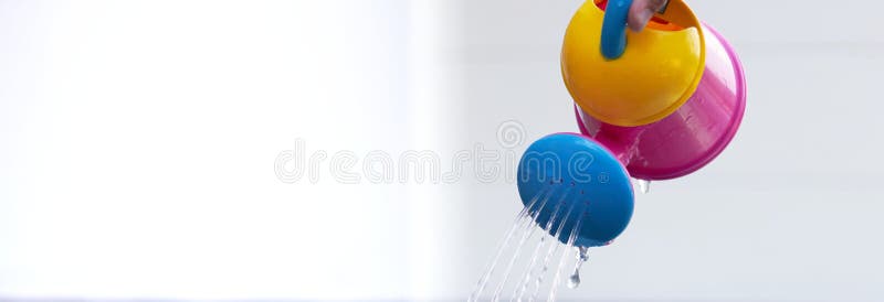 Water pouring bucket in colorful tone for summer vacation holiday concept copy space
