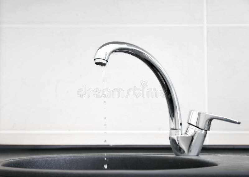 Water Pouring from Tap. Water Saving Concept Stock Photo Image of