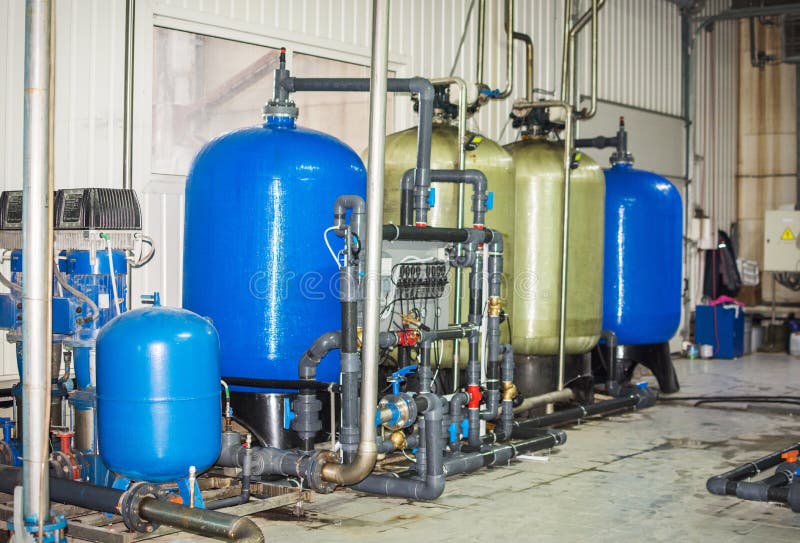 Water Purification Filter Equipment in Plant Stock Photo