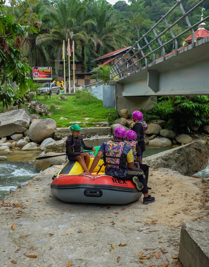 Water Rafting at Gopeng Perak. the Coach is Briefing the Students about
