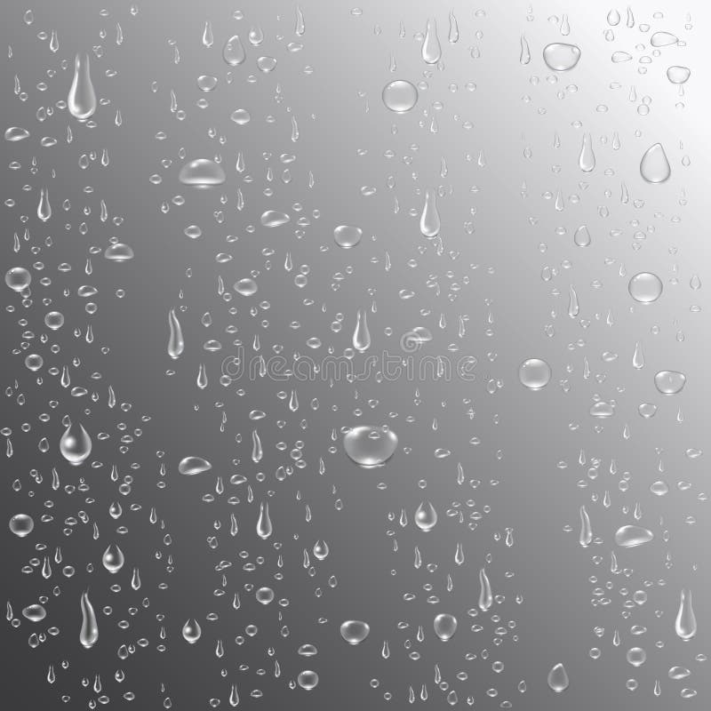 Water or rain drops background. Realistic pure drops. Clear water bubbles on window glass. Drop condensation concept