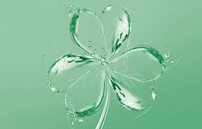 A green shamrock (3-leaf clover) made of water for Saint Patrick's Day. A green shamrock (3-leaf clover) made of water for Saint Patrick's Day.