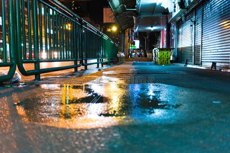 Water on side walk after midnight royalty free stock photos Water on side walk after midnight royalty free stock photos
