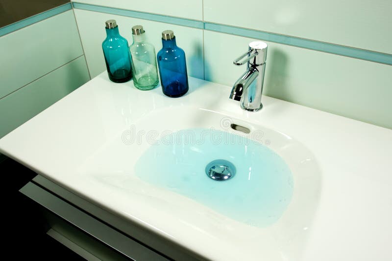 Water in Sink stock image. Image of architecture, interior 5230083