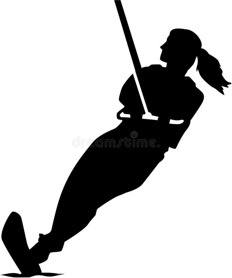 Water skiing woman silhouette. 