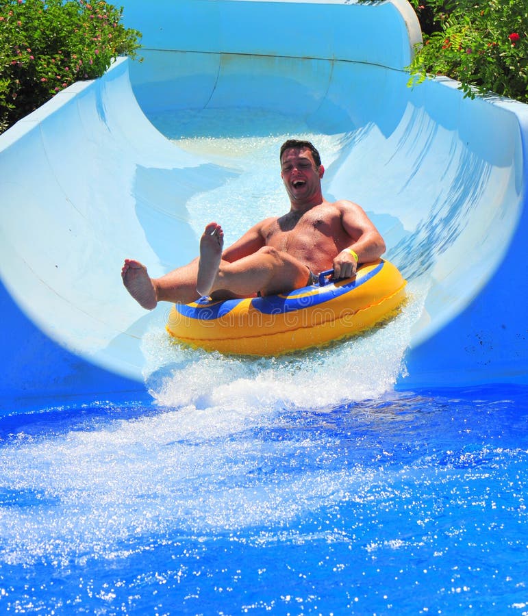 Water slide at the aqua park - sumer fun royalty free stock photos