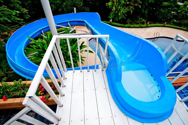 The Water slide of pool royalty free stock image