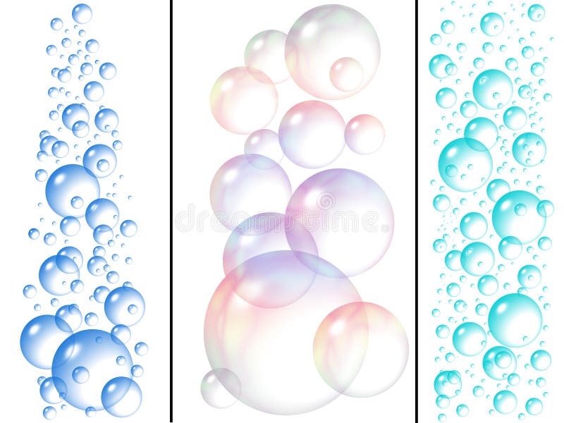 Modrá voda a mýdlo bubliny na bílém pozadí.