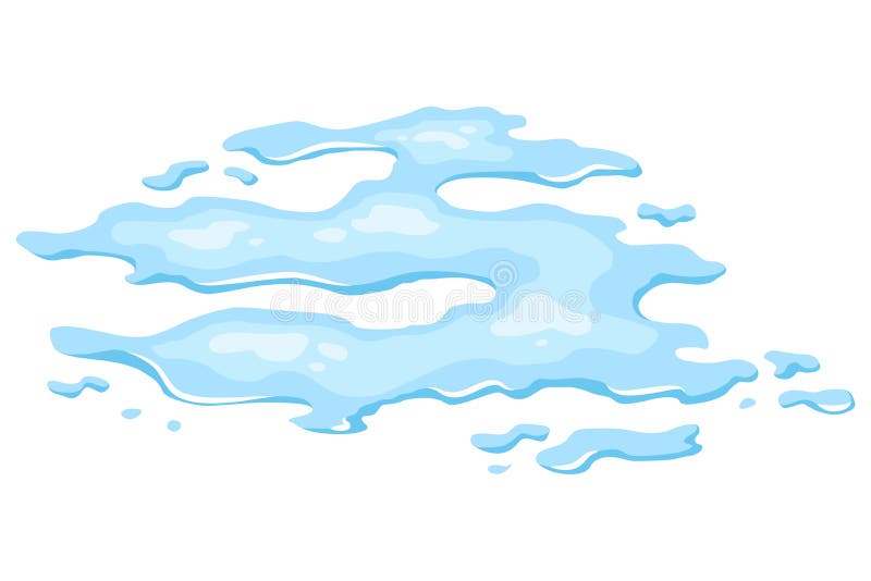 Water Spill Puddle. Blue Liquid Shape in Flat Cartoon Style Stock