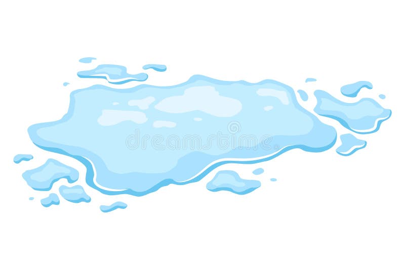 Water Spill Puddle. Blue Liquid Shape in Flat Cartoon Style Stock