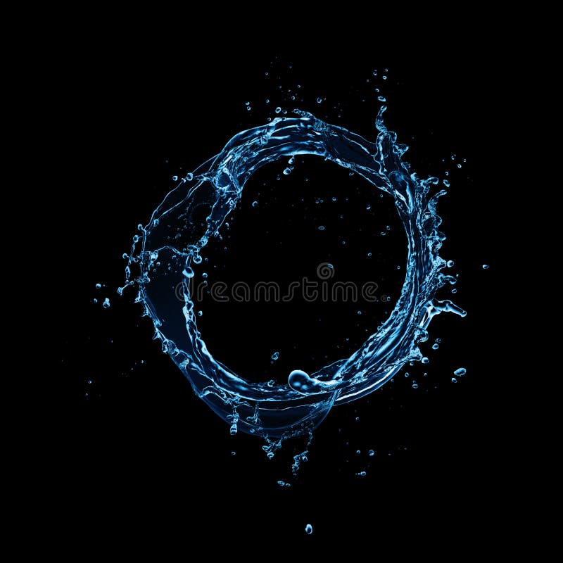 Water splash abstract circle shape on black background