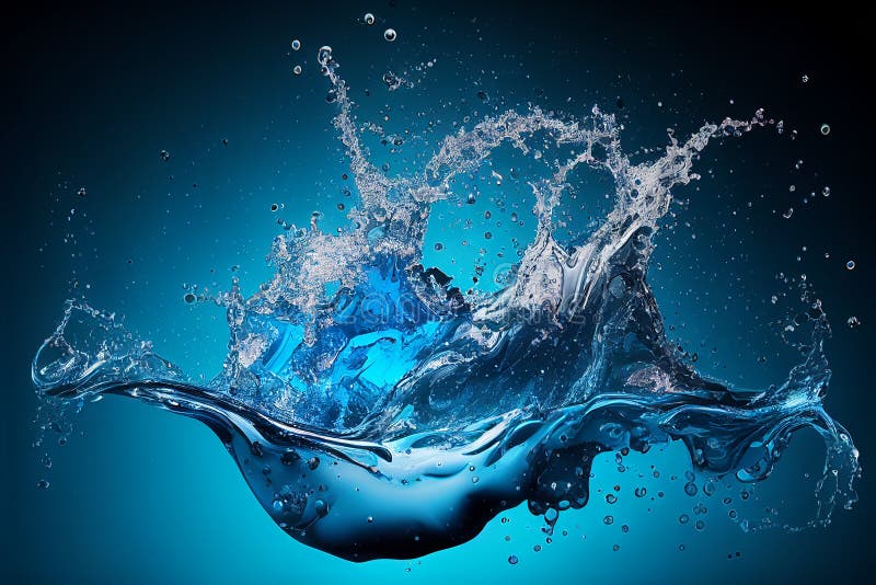 Water Splash Background. Blue Liquid Clean Abstract Wave Water Stock