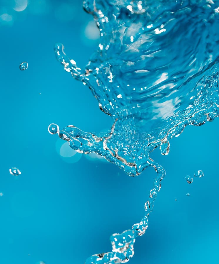 Water Splash on Blue Background Stock Image Image of liquid
