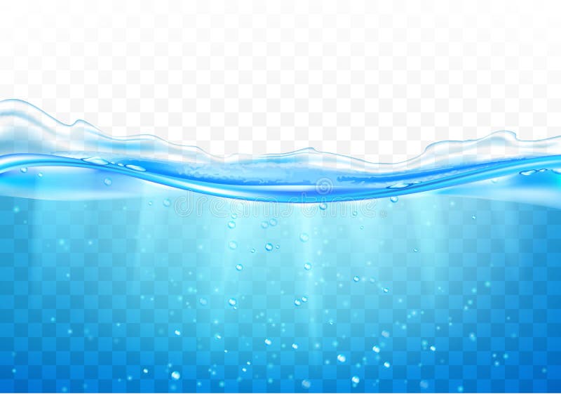 Water splash with bubbles of air, isolated on the transparent background. Vector illustration