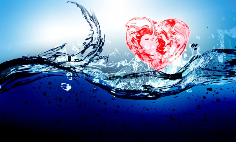 love heart in water