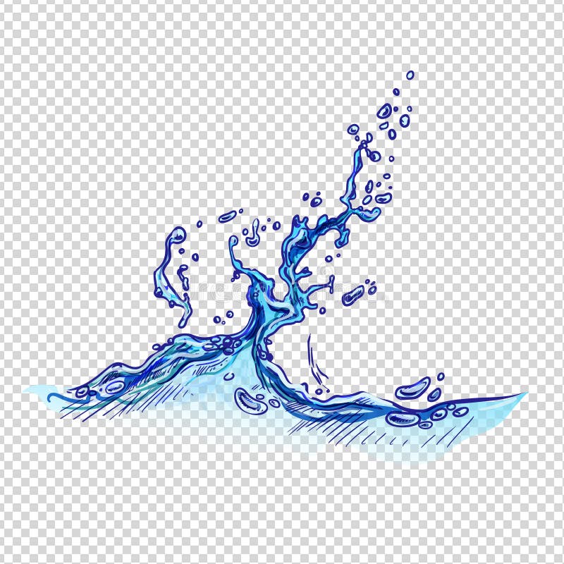 Water Splash, Hand Drawn Color Vector Sketch Stock Vector