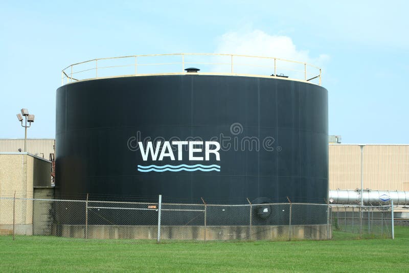 Water tank against blue sky