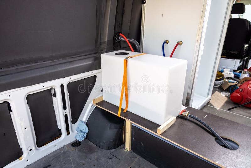Water Tank Installed in a Camper Van Stock Photo Image of conversion