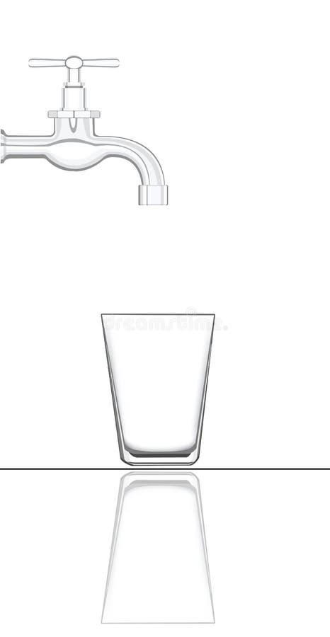 Water tap with empty glass royalty free illustration