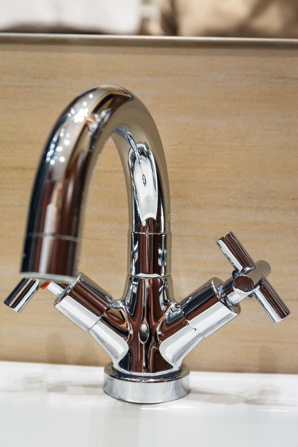 Water Tap with Modern Design in Bathroom Stock Photo Image of