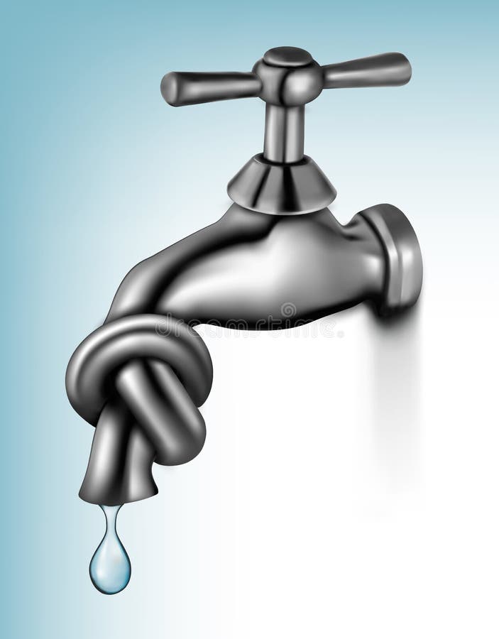 Water tap tied in knot stock illustration