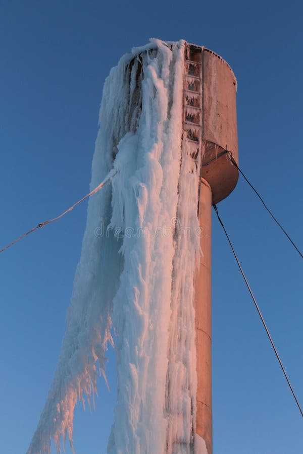 Water tower winter ice