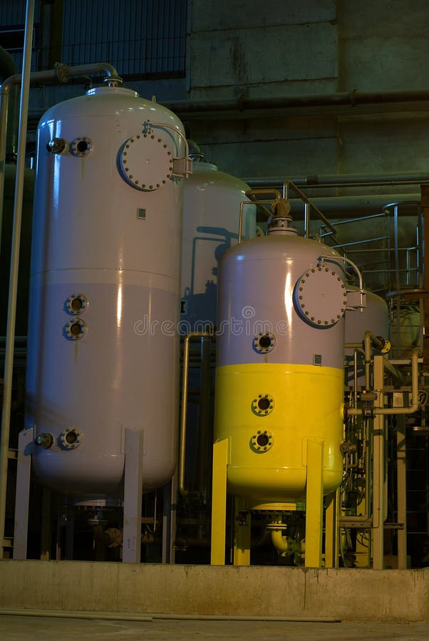 Water treatment tanks on factory