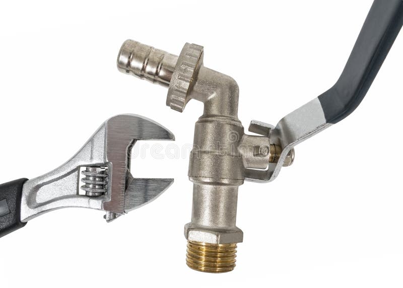 Wrench and Water valve set stock image. Image of bolt 33993199