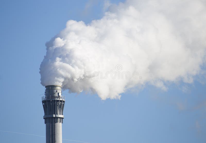 Smoking chimney producing greenhouse gasses