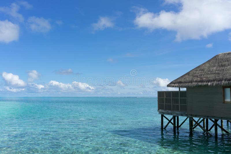 Water villas in tropical Maldives island royalty free stock images Water villas in tropical Maldives island royalty free stock images