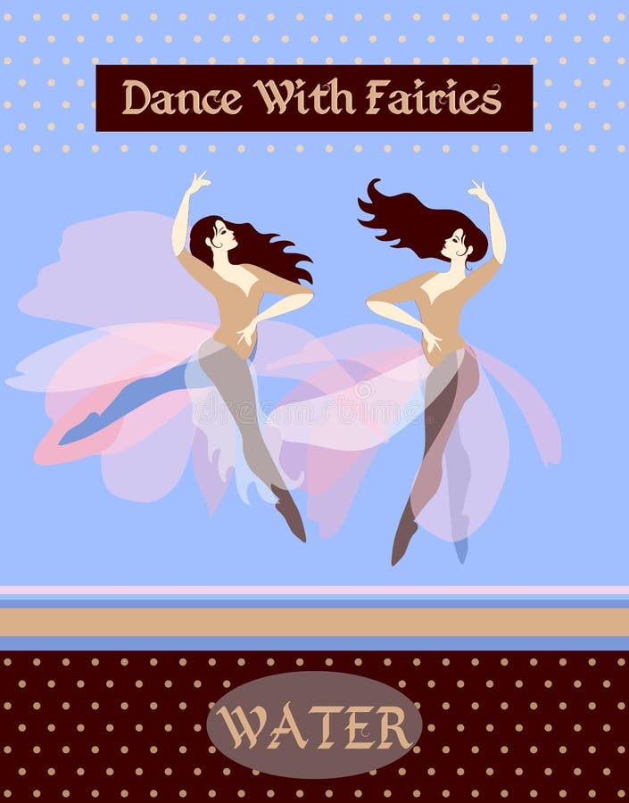 Water. Wave. Collection of posters with dancing women, depicting the four elements royalty free illustration Water. Wave. Collection of posters with dancing women, depicting the four elements royalty free illustration
