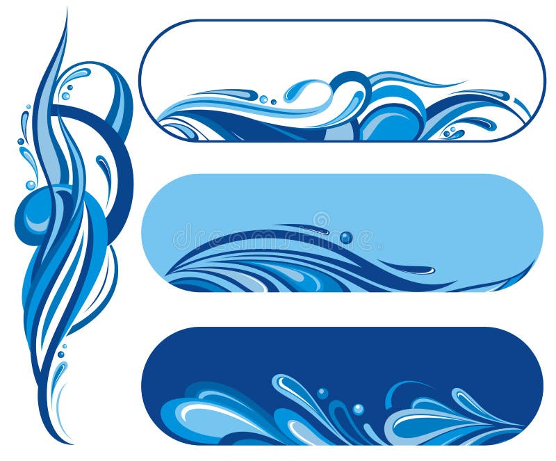 Water wave symbols set