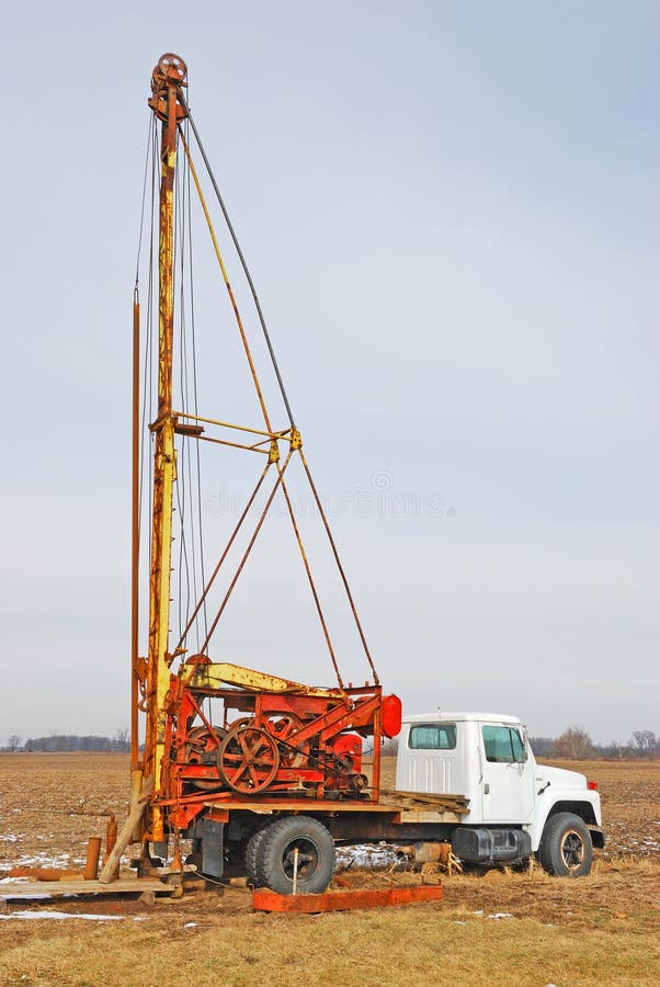 Water well drilling rig stock photo. Image of farm, derrick 12817332