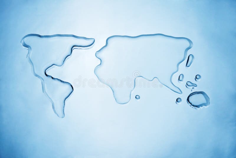 Spilled water shaping the world map. Spilled water shaping the world map