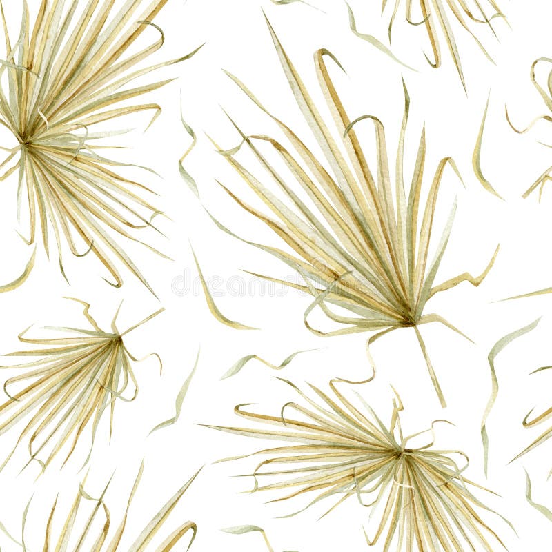 Watercolor abstract art tropical leaves seamless pattern. Glomour leaf trendy boho style. Retro elements for textile fabric royalty free illustration Watercolor abstract art tropical leaves seamless pattern. Glomour leaf trendy boho style. Retro elements for textile fabric royalty free illustration