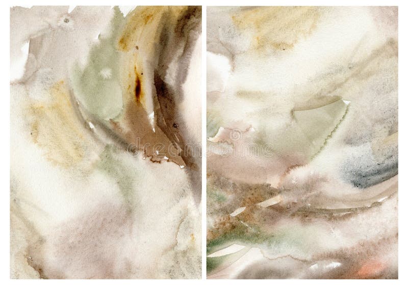 Watercolor abstract earth textures. Hand painted illustrations and spots isolated on white background. For design, print royalty free stock photos