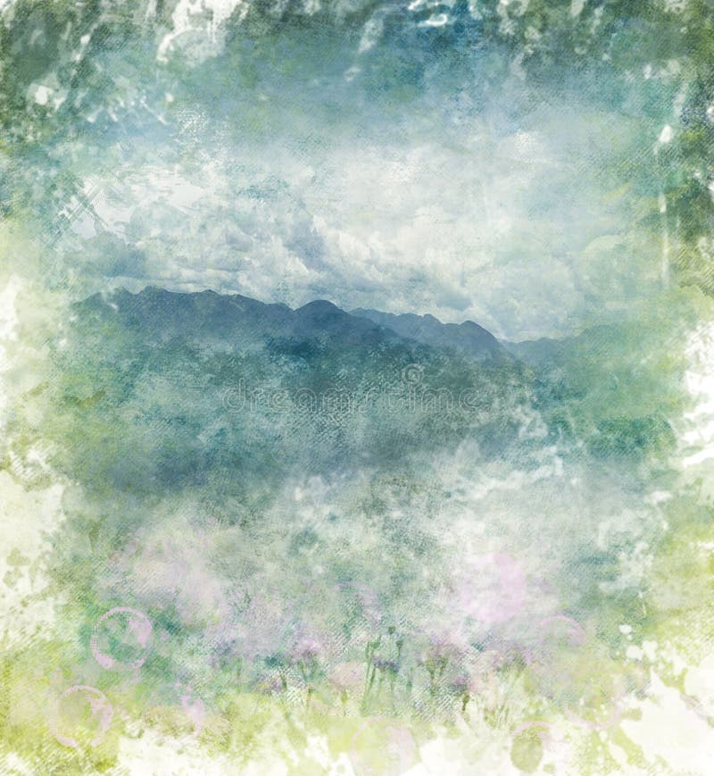 Watercolor Abstract Image of Mountains Stock Illustration