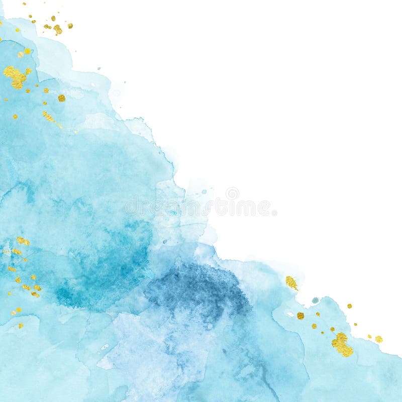 Watercolor abstract sea texture with light blue splashes of paint on white background. Artistic hand painted illustration.