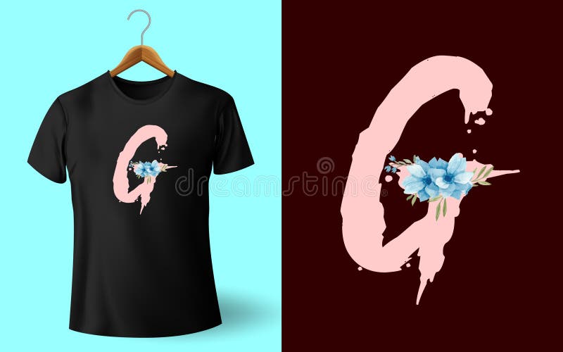 Watercolor Y Alphabet with Watercolor Flower for T-shirt Design