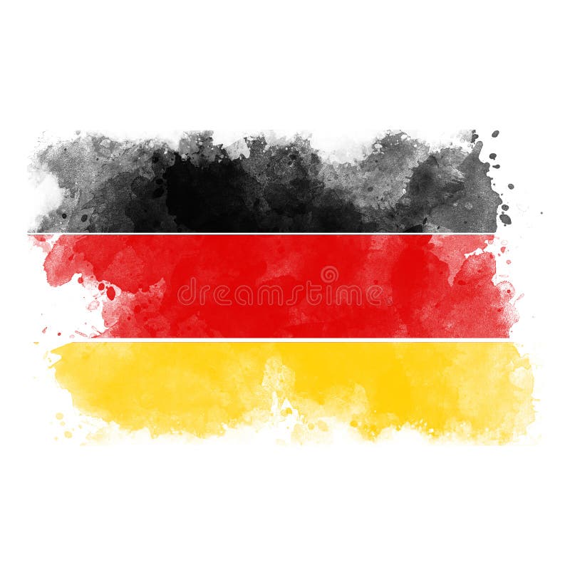 Watercolor Flag of Germany. Art Painted Germany National Flag Stock
