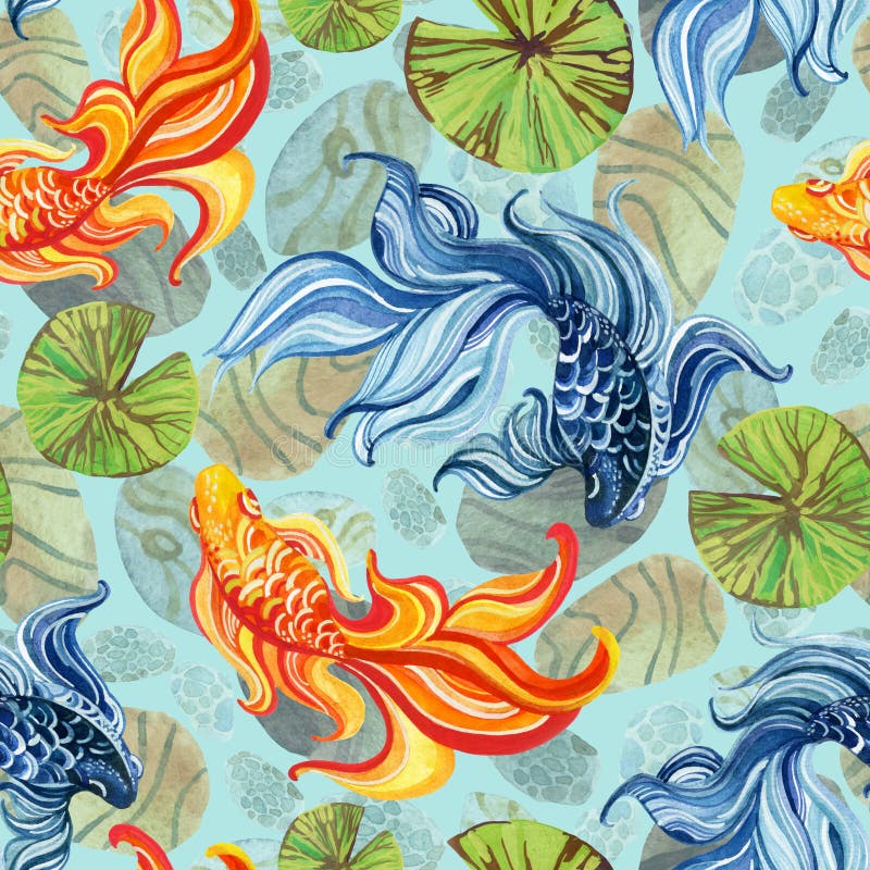 Watercolor asian goldfishes royalty free illustration Watercolor asian goldfishes royalty free illustration
