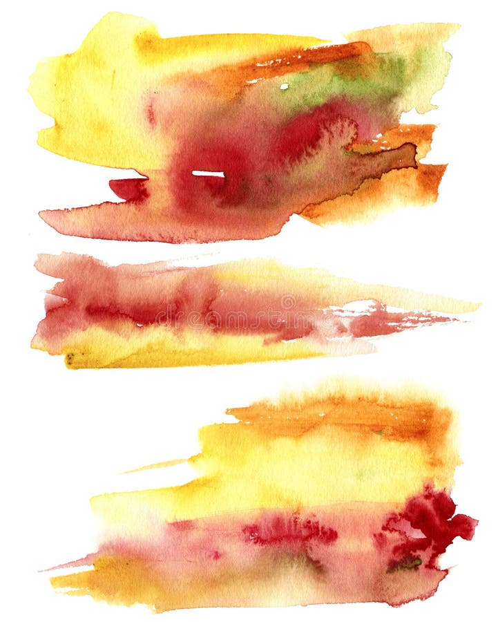 Watercolor autumn abstract texture. Hand painted red and yellow abstract background. Fall illustration for design, print