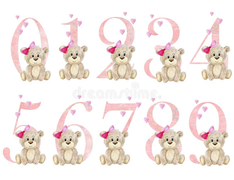 Watercolor baby numbers for invitation card, nursery poster and other. Png. Watercolor baby numbers for invitation card, nursery poster and other. Png.