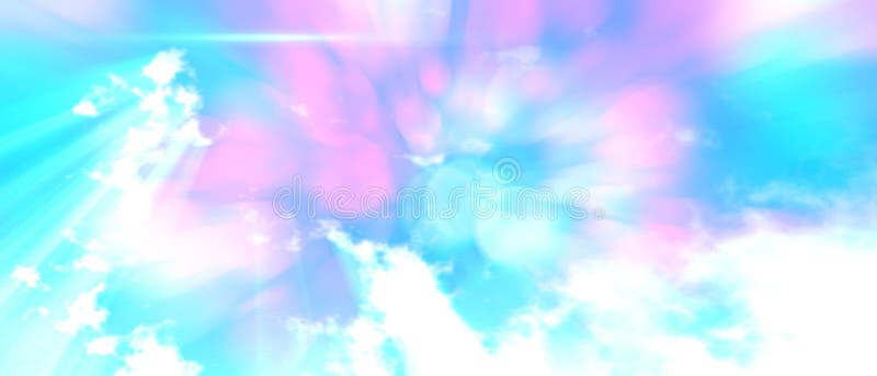 Watercolor background heaven  lights movement in turquoise cyan blue pink, Heaven aura sun lights painting in pastel