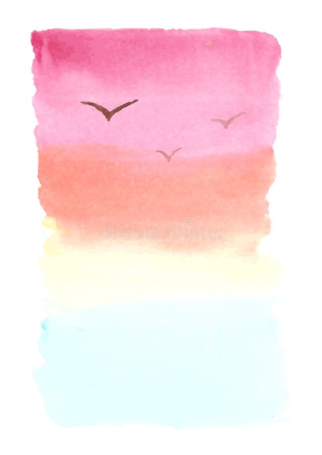 Watercolor background, landscape with sea, sunset stock illustration Watercolor background, landscape with sea, sunset stock illustration