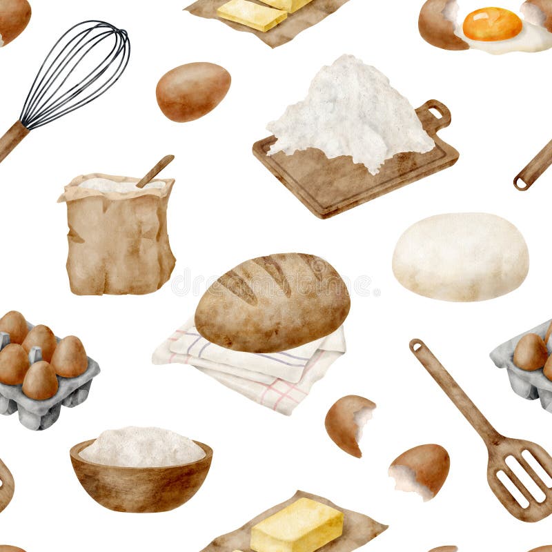 https://thumbs.dreamstime.com/b/watercolor-baking-ingredients-tools-seamless-pattern-hand-drawn-flour-eggs-butter-whisk-dough-isolated-white-cooking-275722802.jpg