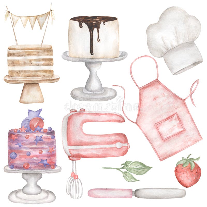 CLIP ART- Watercolor Vintage Baking Accessories Set. 20 Images. Digital  Download. Life Accessories. Baking. Kitchen.