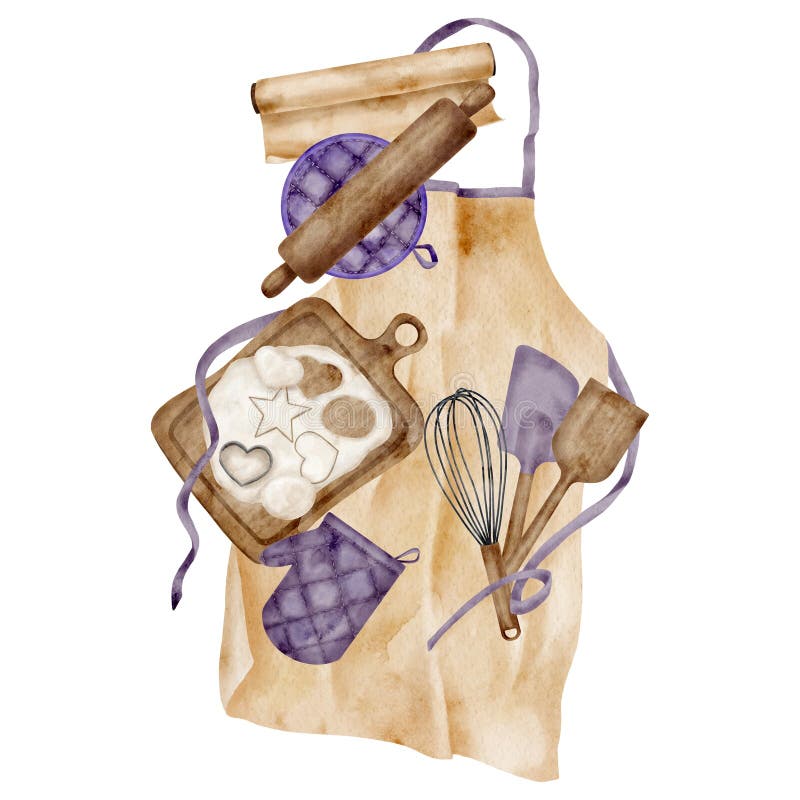 https://thumbs.dreamstime.com/b/watercolor-baking-utensils-composition-hand-drawn-apron-rolling-pin-dough-whisk-spatula-cutting-board-oven-mitts-isolated-white-271194760.jpg